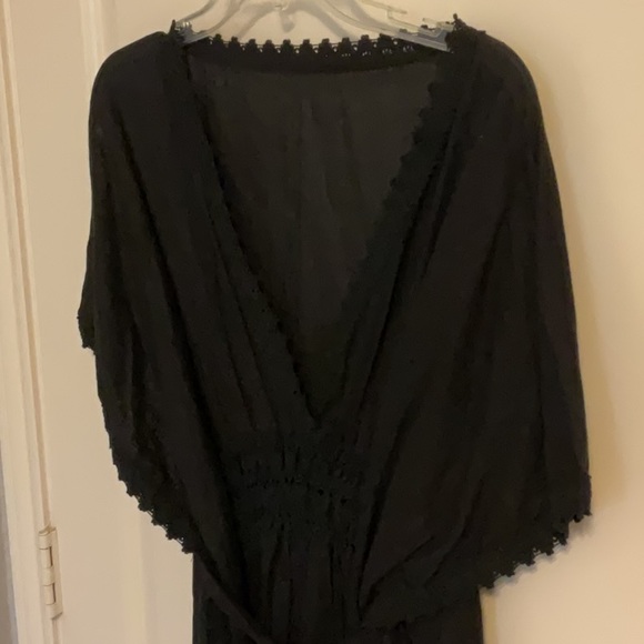 Gorgeous Short Caftan Swim Cover - Black, Handcrafted in Mexico NWOT - Picture 4 of 17